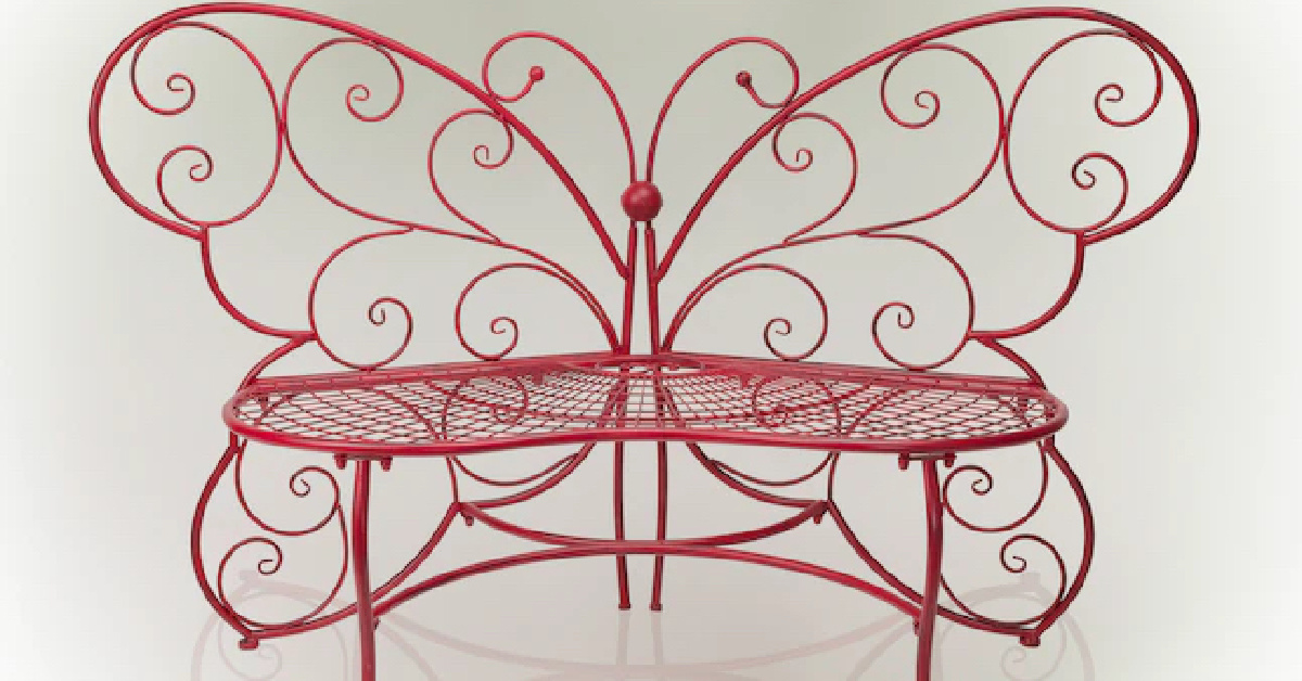 You Can Get A Beautiful Red Iron Butterfly Bench That Is Perfect For Your Garden