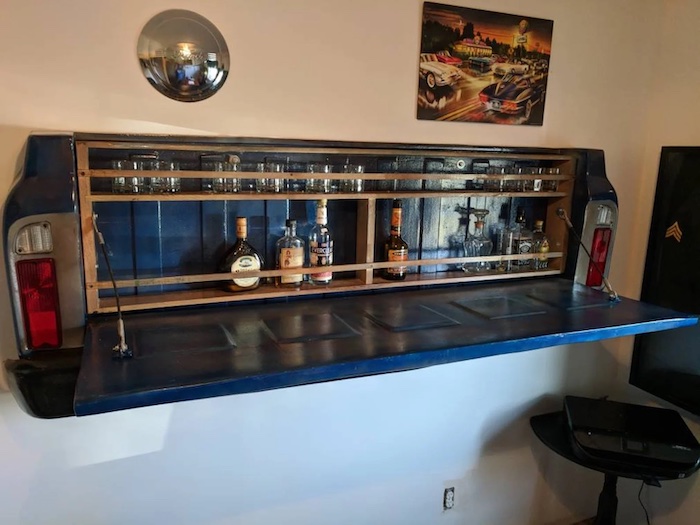 These Wall-Mounted Tailgate Bars Are Made Out of Old Truck Beds and I’m Obsessed