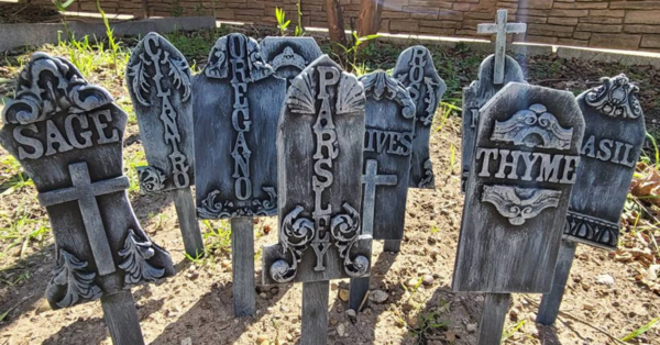 These Gravestone Herb Garden Markers Remind You to Keep Your Plants Alive