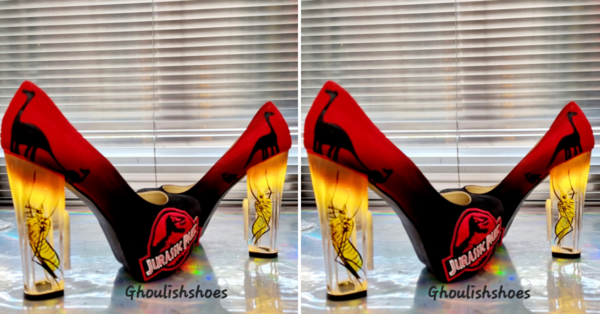 You Can Get Light-Up Jurassic Park Heels With the Famous Amber Mosquito Because Life Finds A Way