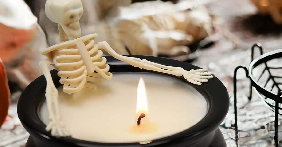 These Melting Skeleton Candles Make It Look Like the Skeletons Are Taking a Bath in Wax and They Are Adorable