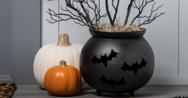 Target Is Selling A Black Metal Cauldron Planter You Can Put on Your Porch For Fall