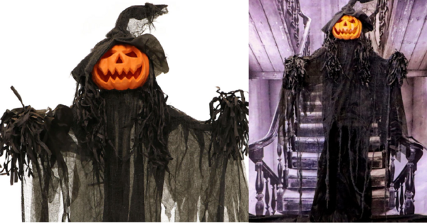 Lowe’s Is Selling A 5-Foot Tall Spooky Pumpkin Figure That Moans And Lights Up With Just A Touch