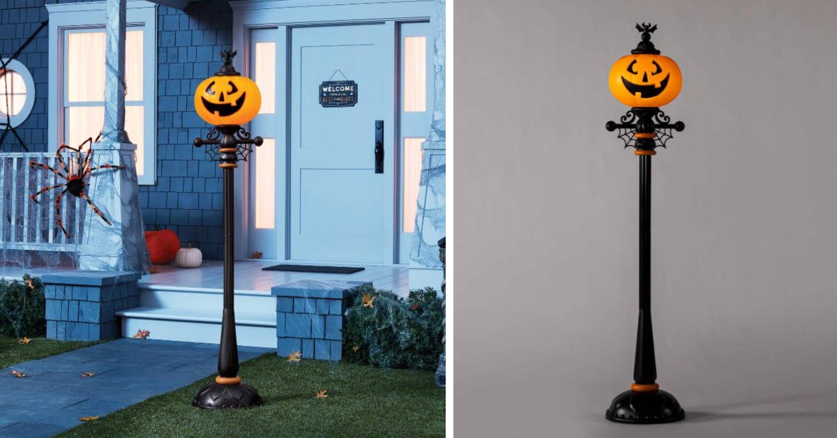 Target Is Selling A Life Size Pumpkin Street Lamp For Halloween That Lights Up
