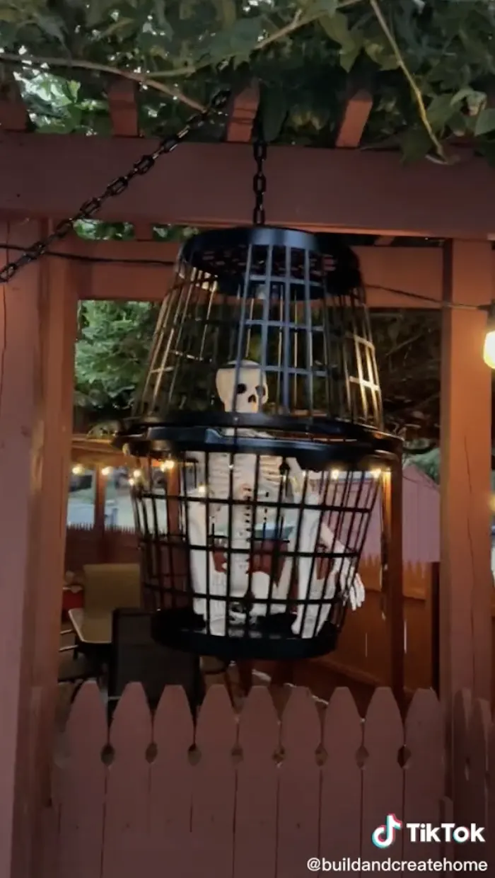 How to Turn a Laundry Basket into a Spooky Halloween Cage Decoration