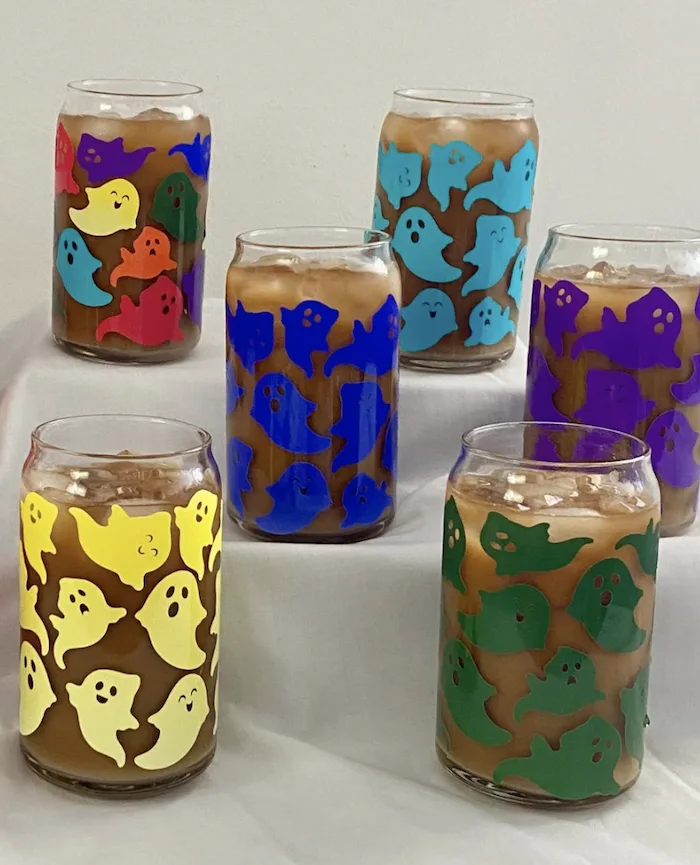 Color Changing Ghosts Glass Tumbler, Halloween Glass Cup, Iced Coffee  Glass, Coffee Lover Gift, Spoo…See more Color Changing Ghosts Glass  Tumbler