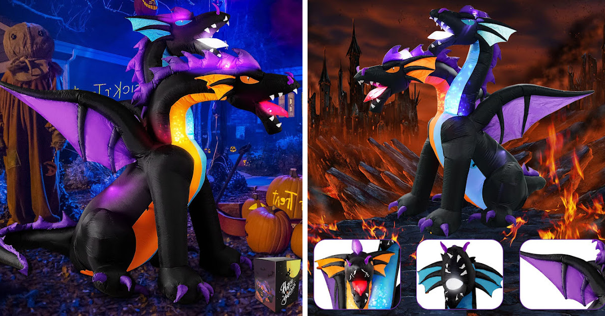 This 7-Foot, 2-Headed Inflatable Dragon Is Just What Your Yard Needs This Halloween