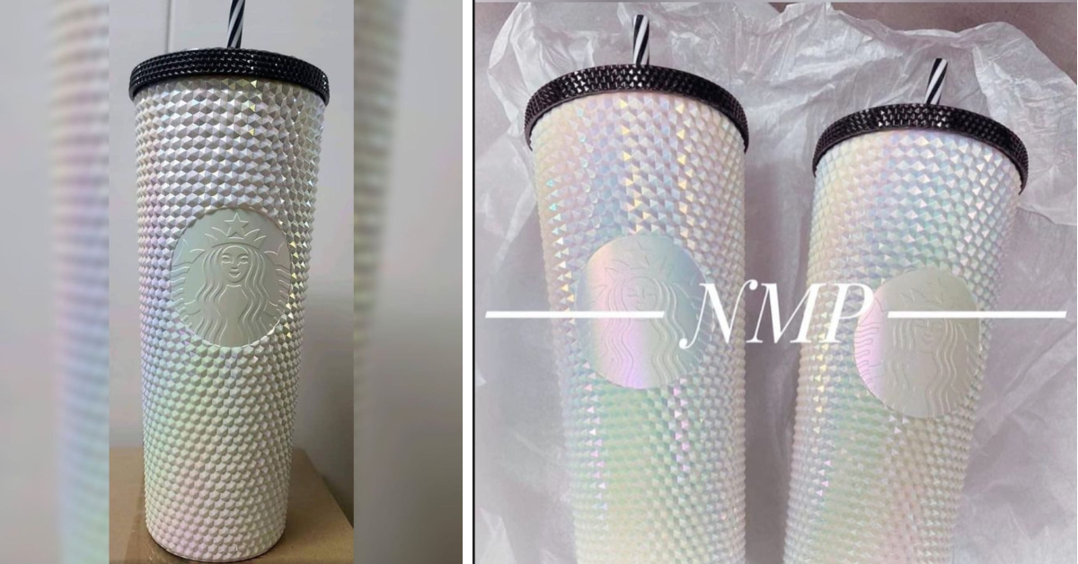 Starbucks Released A Black and White Studded Tumbler with A Matching Striped Straw and It Is Everything