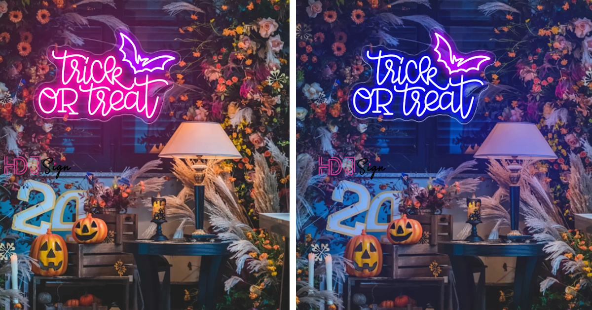 You Can Get A Neon Trick-Or-Treat Sign To Put You In The Halloween Spirit