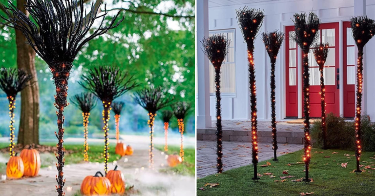 These Light Up Witch Broomstick Pathway Markers Stand Over 3 Feet Tall and Are Wicked Cool
