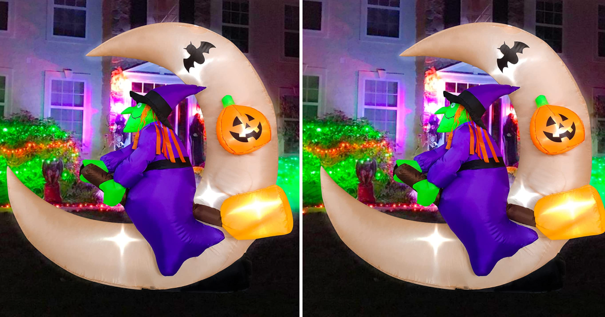 This 4 Foot Inflatable Witch Illuminates Your Front Yard With an Eerie Glow for Spooky Season