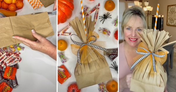 Here’s How to Make Witch’s Broom Goodie Bags Out of Paper Bags for Halloween!