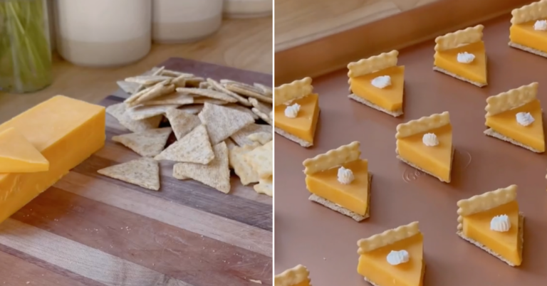 Here’s How You Can Make Mini Pumpkin Pies Out of Cheese and Crackers For The Cutest Thanksgiving Appetizer