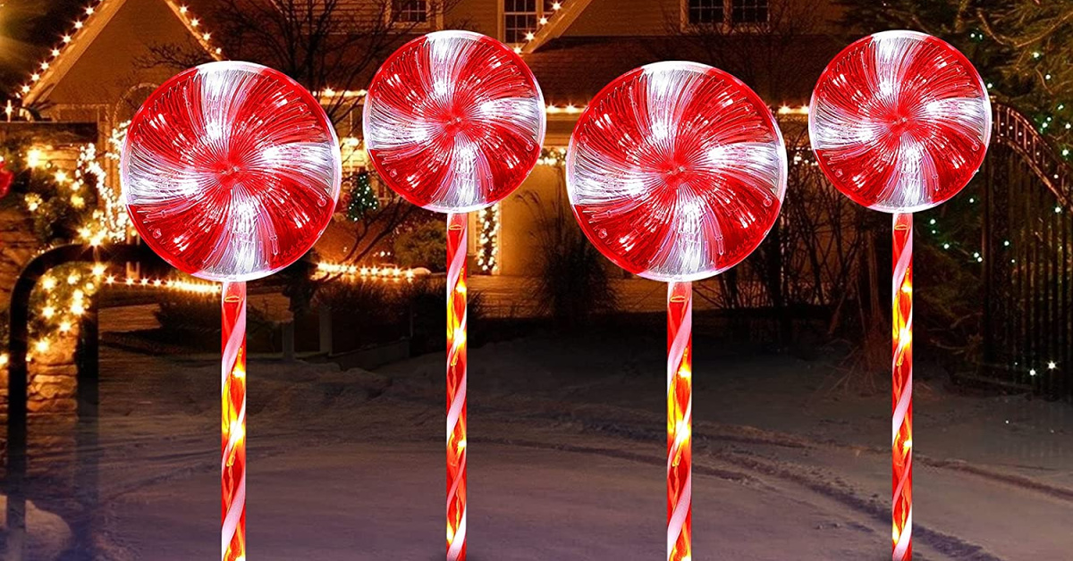 You Can Get Peppermint Lollipop Lights to Illuminate Your Driveway for Christmas