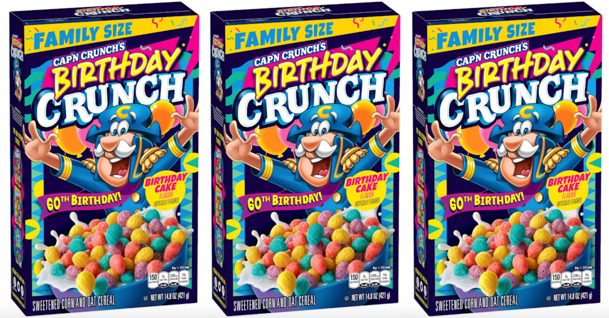 Amazon.com: Cap'N Crunch Breakfast Cereal 60th Birthday - Birthday Cake  flovor (9 oz Box)