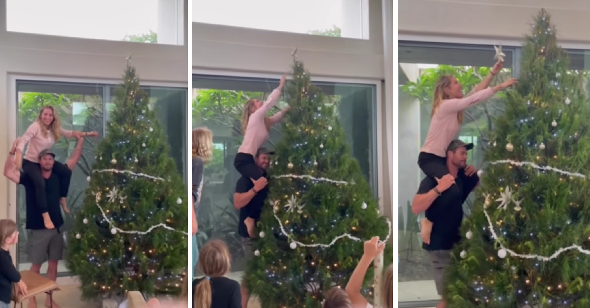 Chris Hemsworth Has A Unique Way Of Putting The Christmas Star On His Tree And We Love It