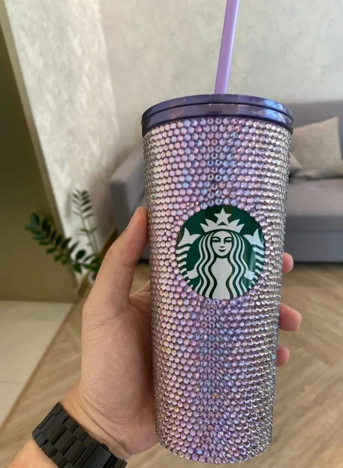 Glittered Purple Starbucks Cold Cup, Coffee Cup