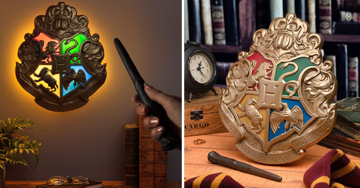 You Can Get A Harry Potter Hogwarts Crest Light That You Control With A Magic Wand