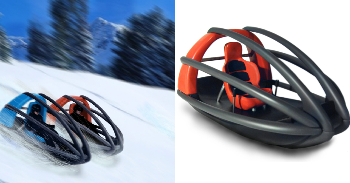 This Futuristic Caged Snow Sled Lets You Keep Sledding Even if It Tips Over