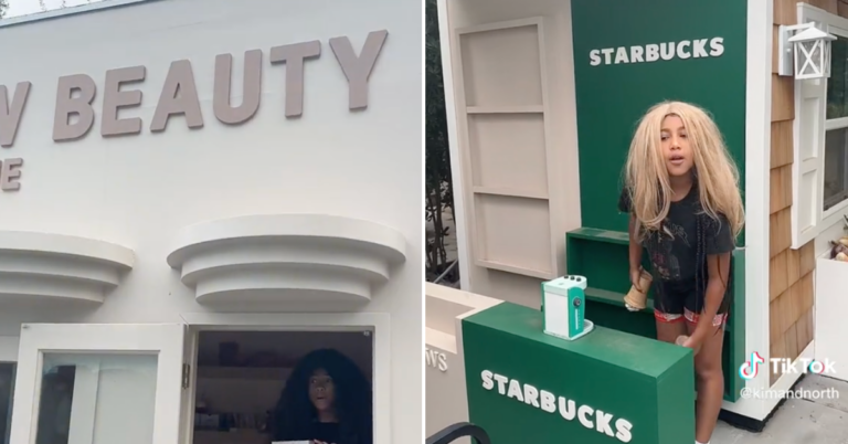 Kim Kardashian’s Daughter Shows Off Their Backyard Equipped With a Mini Mall and a Starbucks