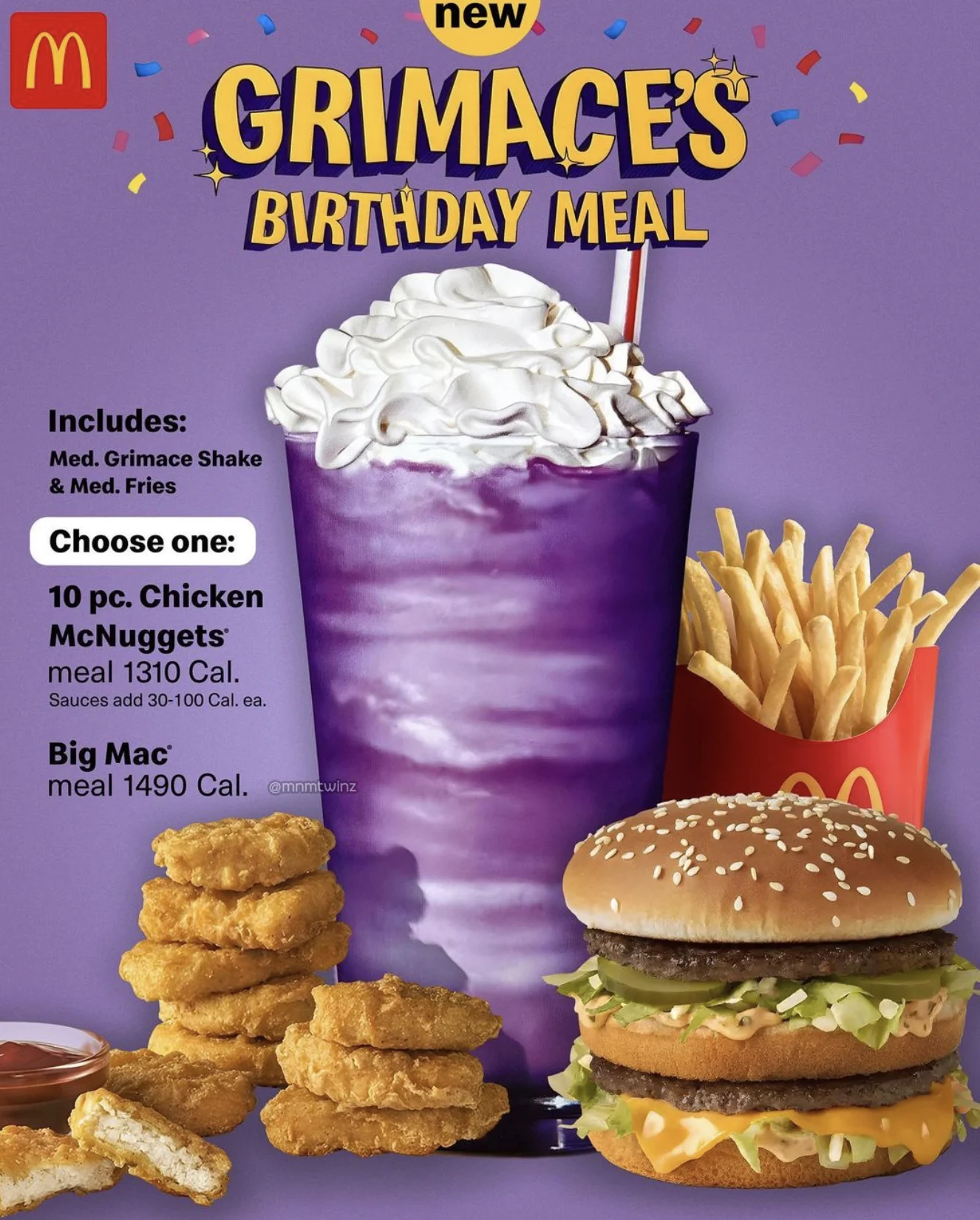 McDonald's Grimace Birthday Meal and Shake