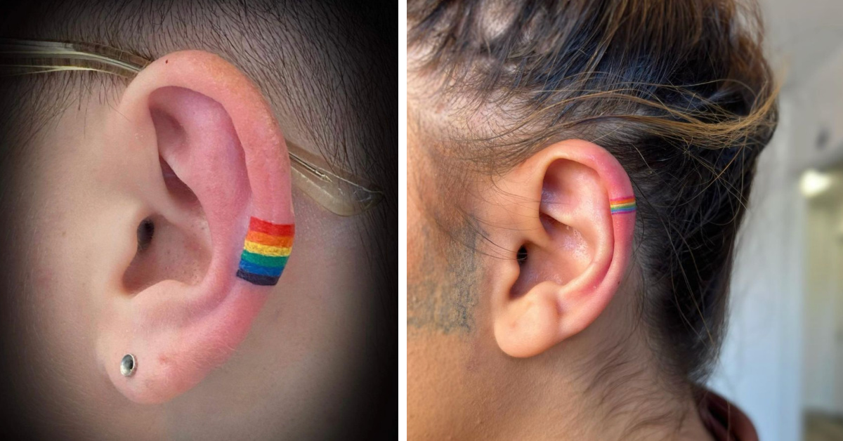 People Are Getting Rainbow Ear Cuff Tattoos in Honor of Pride Month and They Are An Entire Vibe