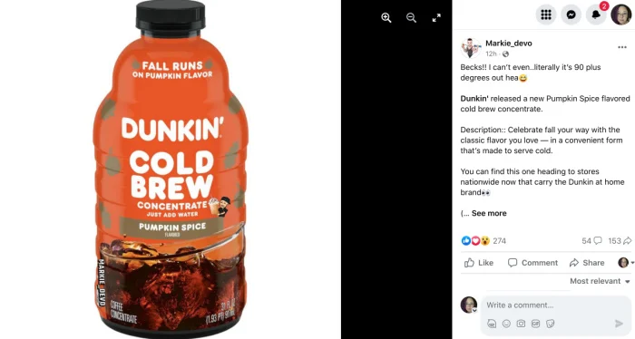 Dunkin' Coffee Concentrate, Cold Brew