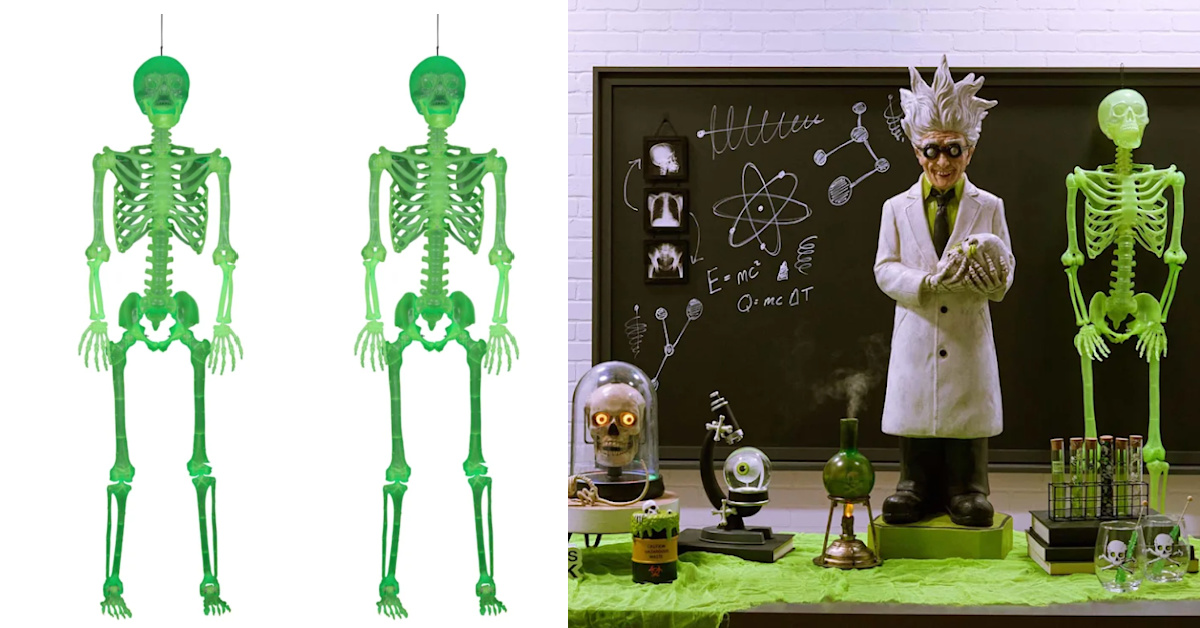 This 5-Foot Hanging Skeleton Glows In The Dark And Is Just What Your Yard Needs This Halloween