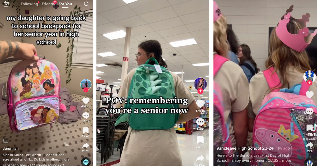 Seniors Are Wearing Kids’ Backpacks To School This Year For A New Trend and We Are Loving It