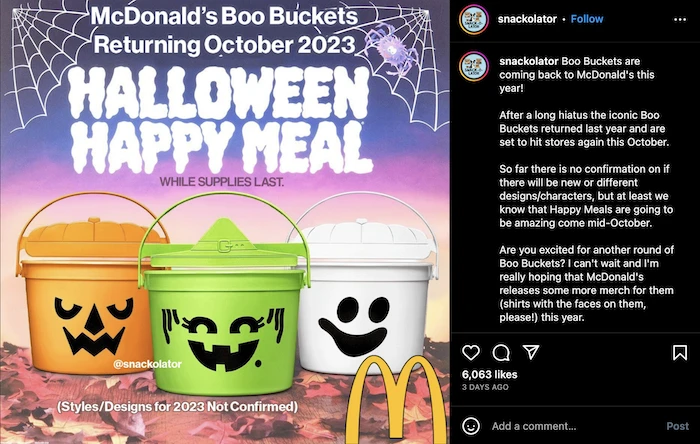 McDonald's Halloween Bucket Happy Meals Will Be Back This Year