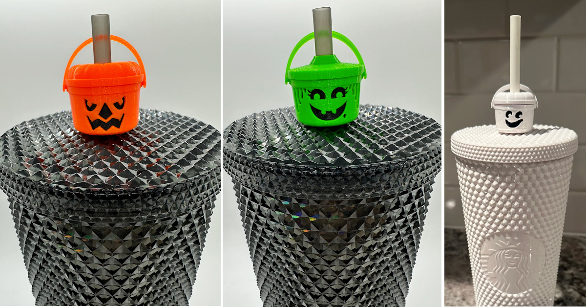 STL file Straw Toppers Starbucks cup Halloween Spooky Ghost
