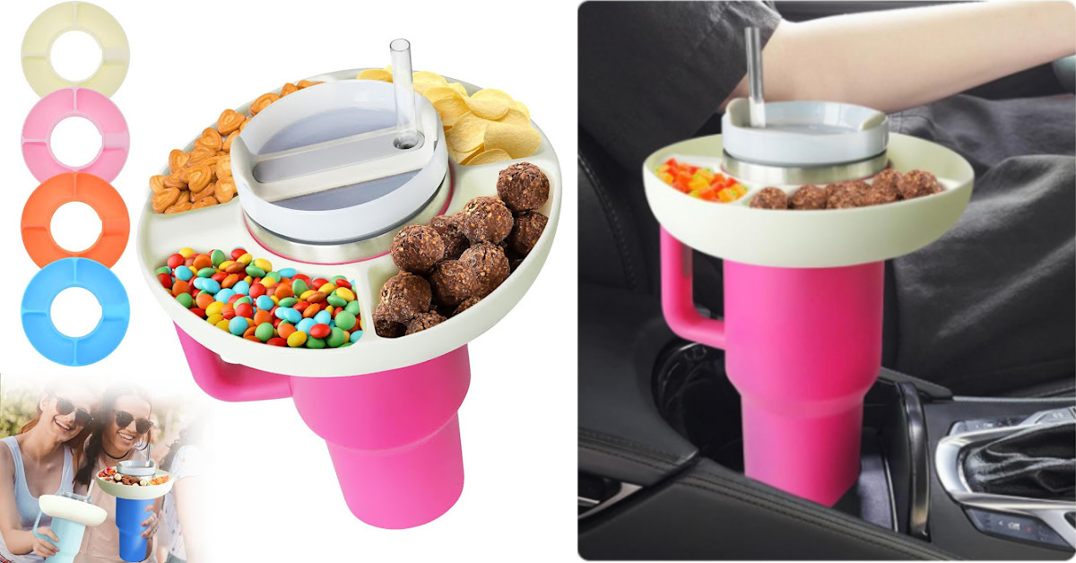 You Can Now Get A Reusable Snack Tray For Your Stanley Tumbler and It Is Everything