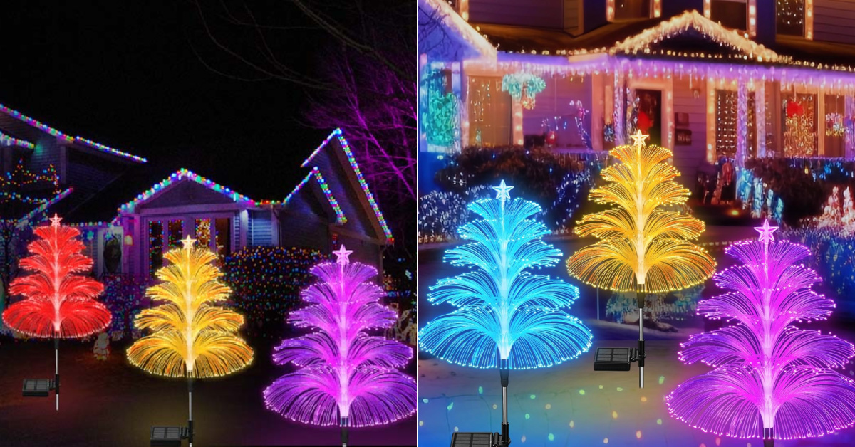These Color-Changing Fiber Optic Christmas Trees Will Make Your Front Yard Look Merry And Bright