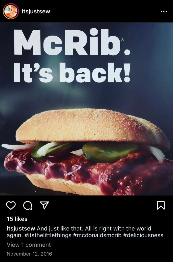 The McDonald's McRib Is Returning and I'm Hungry Just Thinking About It