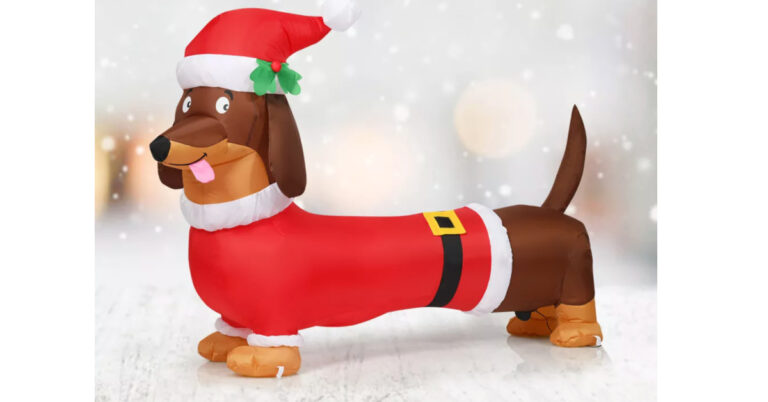 This Inflatable Christmas Dachshund Will Look So Cute In Your Yard This Holiday Season
