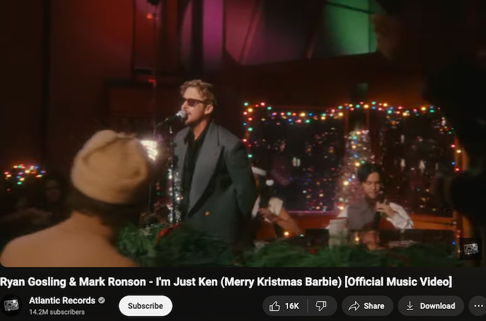Ryan Gosling releases Christmas version of 'I'm Just Ken