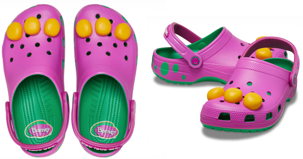 Barney Crocs Exist, And I’ve Never Wanted A Pair Of Crocs Clogs So Bad In My Entire Life