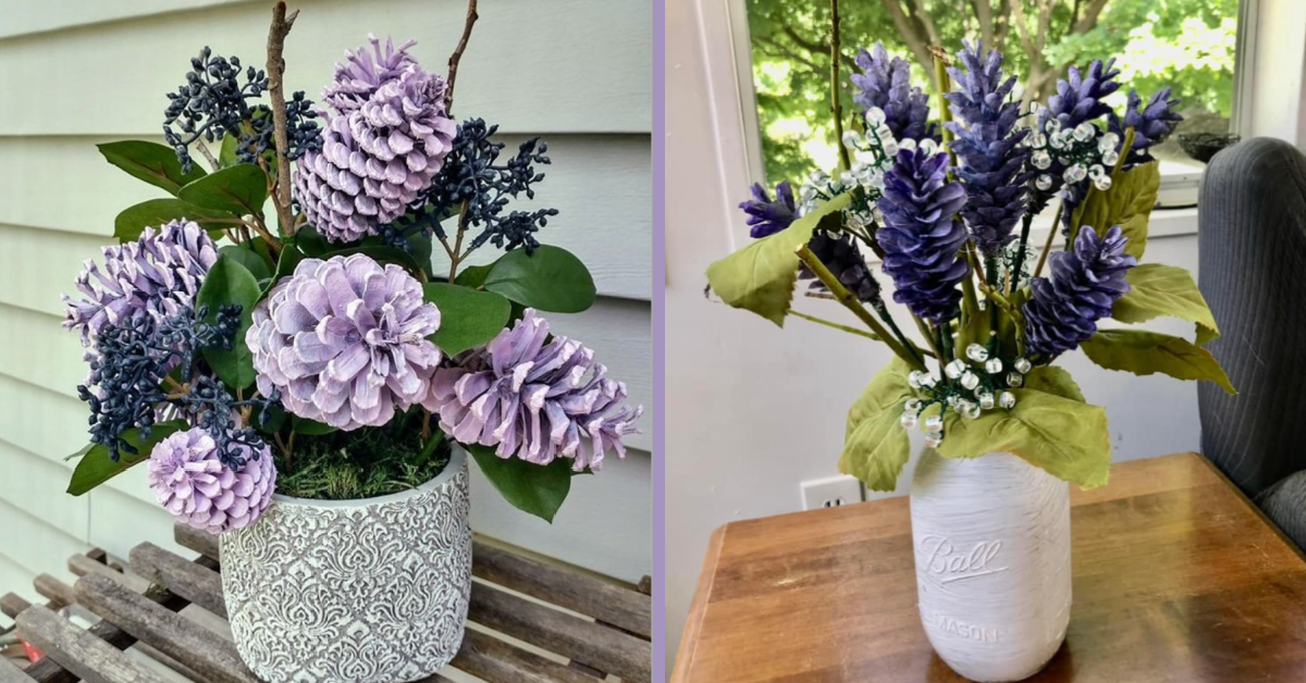 People Are Painting Pinecones to Look Like Lilacs And They Are Stunning